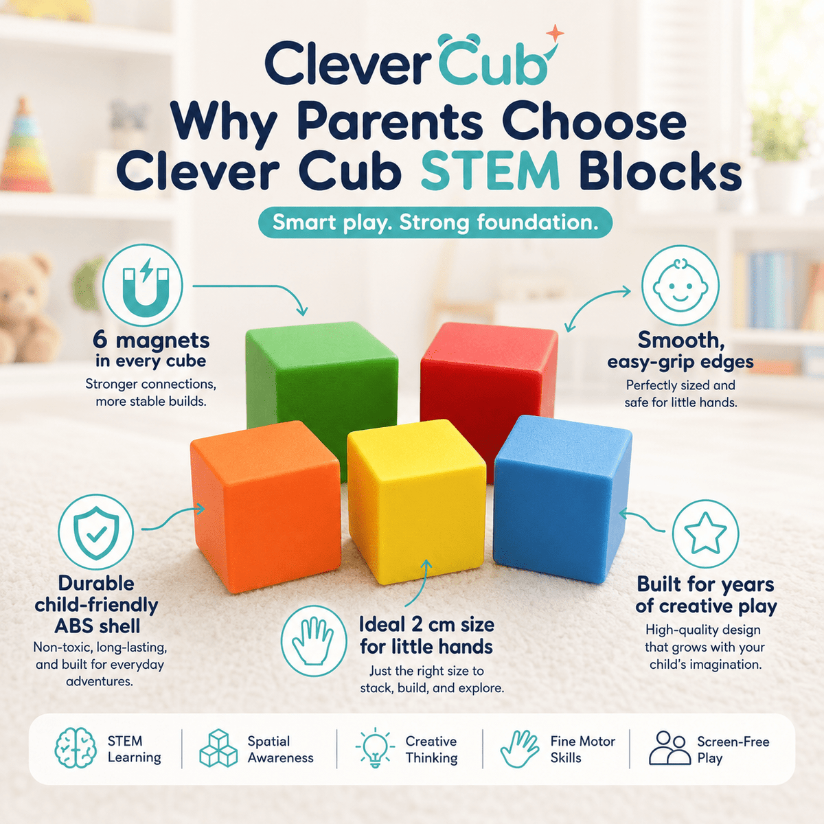 SnapBlocks™ Magnetic Cubes for STEM Learning - CleverCub